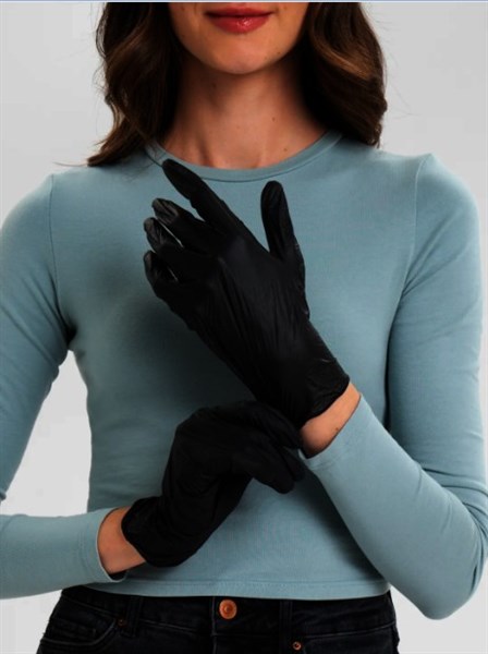 Перчатки нитриловые одноразовые черные, маникюрные для мастера - фото 6312